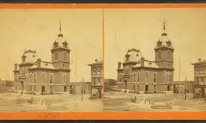 A 19th-century photograph of the Bibb County Courthouse in Macon, Georgia — the stone building that still processes the county's bankruptcies, foreclosures, and civil filings.
