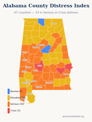 County Distress Index map
