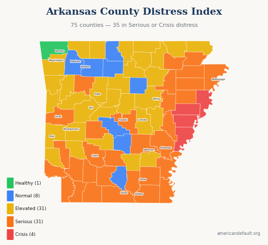 County Distress Index map