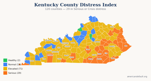 County Distress Index map