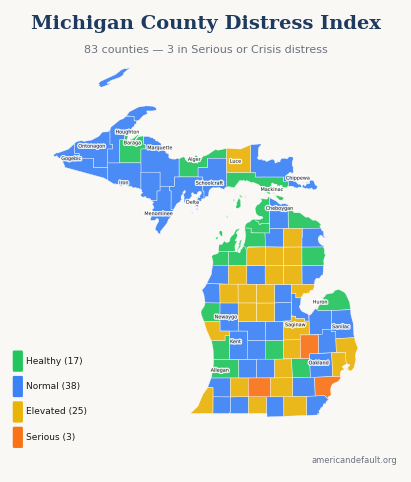 County Distress Index map