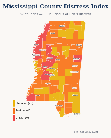 County Distress Index map