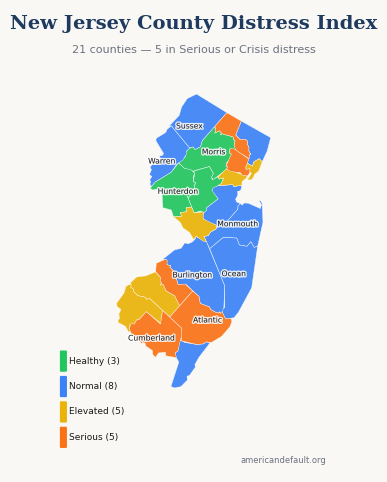 County Distress Index map