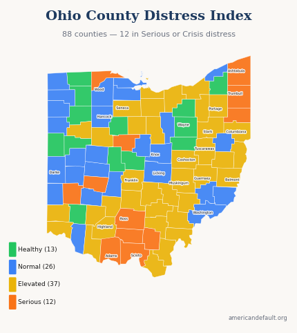 County Distress Index map