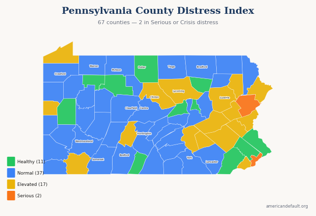 County Distress Index map
