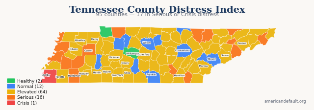 County Distress Index map
