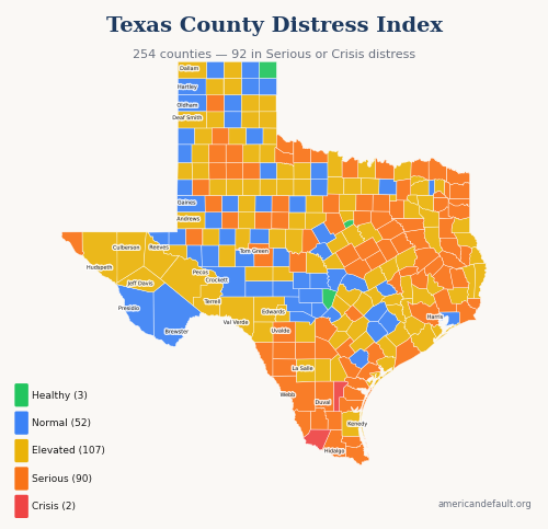 County Distress Index map