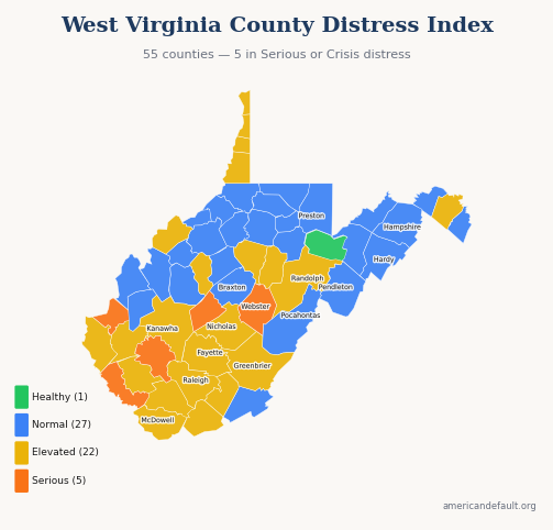County Distress Index map